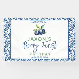 Berry eerste Blueberry 1e verjaardagsfeestje Spandoek