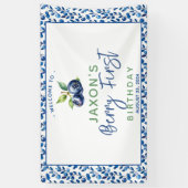 Berry eerste Blueberry 1e verjaardagsfeestje Spandoek (Verticaal)