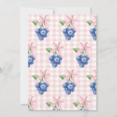 Berry Eerste Blueberry Roze Bow Coquette verjaarda Kaart (Achterkant)