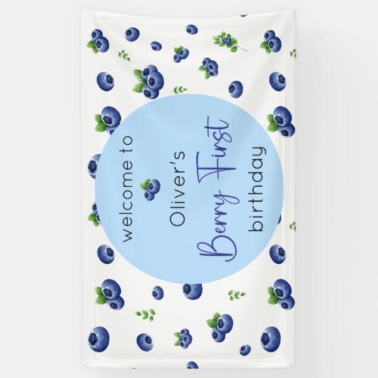Berry eerste Blueberry-verjaardag Spandoek (Verticaal)