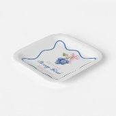 Berry eerste bosbes verjaardag Pink Bow Coquette Papieren Bordje (Gebogen)