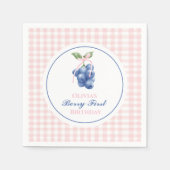 Berry Eerste bosbes verjaardag Pink Bow Coquette Servet (Voorkant)