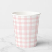 Berry Eerste bosbes verjaardag Pink Bow Gingham Papieren Bekers (Achterkant)