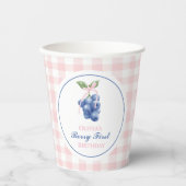 Berry Eerste bosbes verjaardag Pink Bow Gingham Papieren Bekers (Voorkant)