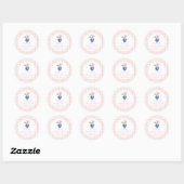 Berry eerste bosbes verjaardag Pink Bow Gingham Ronde Sticker (Vel)