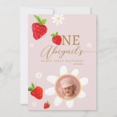 Berry eerste eerste aardbeienverjaardagsfoto bedankkaart (Achterkant)