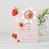 Berry eerste eerste aardbeienverjaardagsfoto kaart (Staand voorkant)