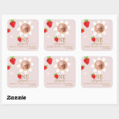 Berry eerste eerste aardbeienverjaardagsfoto vierkante sticker (Vel)