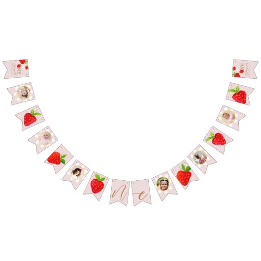 Berry eerste eerste aardbeienverjaardagsfoto vlaggetjes (Alle)