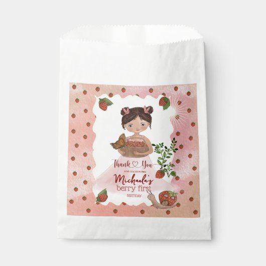 Berry eerste meisje 1e verjaardag dank u bedankzakje (Voorkant)