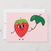 Berry eerste meisje Cartoon Aardbei 1e verjaardag Kaart (Achterkant)