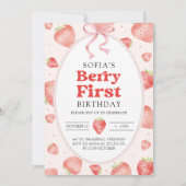 Berry eerste rode aardbei 1e zomerverjaardag kaart (Voorkant)