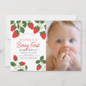 Berry eerste rode aardbei foto 1e verjaardag kaart (Voorkant)