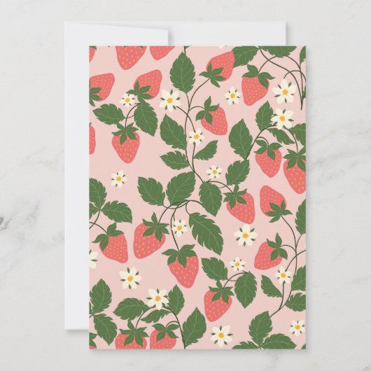 Berry Eerste Roze Aardbei Bloemen 1e Verjaardag Kaart (Achterkant)