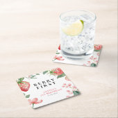 Berry Eerste Roze Bloemen 1e Verjaardag Kartonnen Onderzetters (Insitu)