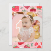 Berry eerste Schattigee 1e verjaardag aardbeienfot Kaart (Achterkant)