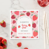 Berry eerste Schattigee 1e verjaardag meisje aardb Servet (Insitu)