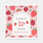 Berry eerste Schattigee 1e verjaardag meisje aardb Servet (Voorkant)