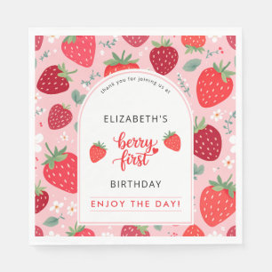 Berry eerste Schattigee 1e verjaardag meisje aardb Servet