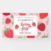 Berry eerste Schattigee 1e verjaardag meisje aardb Spandoek (Horizontaal)