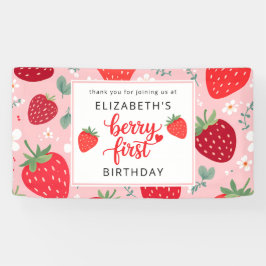 Berry eerste Schattigee 1e verjaardag meisje aardb Spandoek