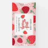 Berry eerste Schattigee 1e verjaardag meisje aardb Spandoek (Verticaal)