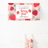 Berry eerste Schattigee 1e verjaardag meisje aardb Spandoek (Insitu)
