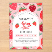 Berry eerste Schattigee 1e verjaardag Strawberry G Acryl Uitnodigingen (Voorkant)