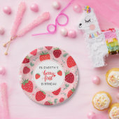 Berry eerste Schattigee 1e verjaardag Strawberry G Papieren Bordje (Feest)