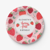 Berry eerste Schattigee 1e verjaardag Strawberry G Papieren Bordje (Voorkant)