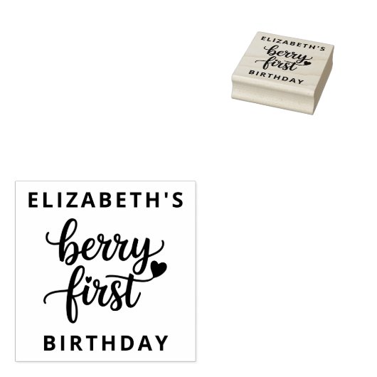 Berry eerste Schattigee 1e verjaardag Strawberry G Rubberstempel (Gestempeld)