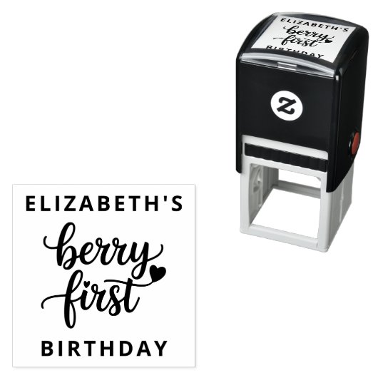 Berry eerste Schattigee 1e verjaardag Strawberry G Zelfinktende Stempel (In situ)