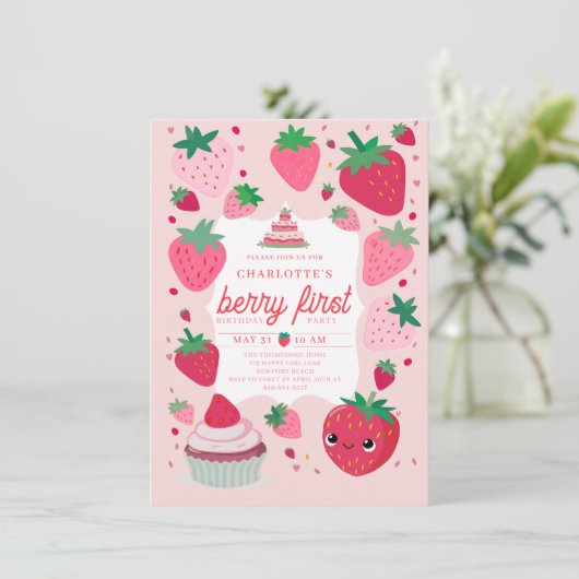 Berry Eerste Schattigee Aardbei Lijst Rood 1e Verj Kaart (Staand voorkant)