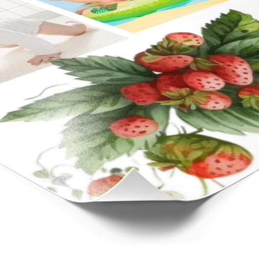 Berry Eerste Verjaardag 12 maanden Baby Fotocollag Foto Afdruk (Hoek)