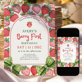 Berry Eerste Verjaardag 1e Berry Verjaardagsuitnod Kaart