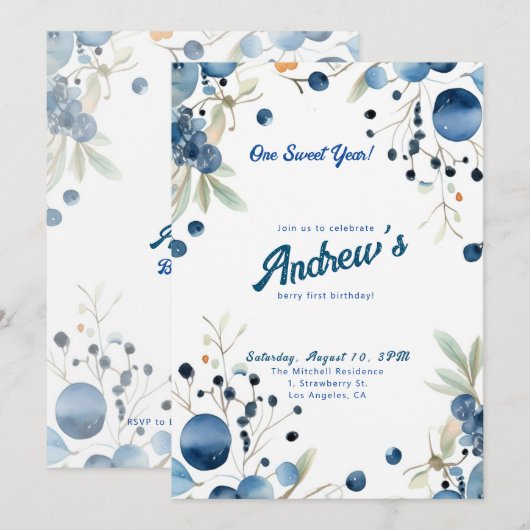 Berry eerste verjaardag! 1e Jubileum Partij Kaart (Voorkant / Achterkant)