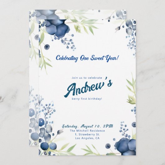 Berry eerste verjaardag! 1e Jubileum Partij Kaart (Voorkant / Achterkant)