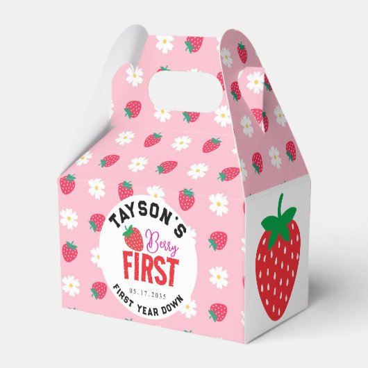 Berry Eerste Verjaardag 1e Verjaardag Aardbei Bedankdoosjes (Achterkant)