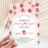 Berry Eerste Verjaardag 1e Verjaardag Aardbei Foto Kaart