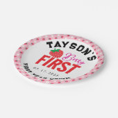 Berry Eerste Verjaardag 1e Verjaardag Aardbei Papieren Bordje (Gekanteld)