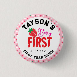 Berry Eerste Verjaardag 1e Verjaardag Aardbei Ronde Button 3,2 Cm