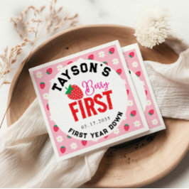 Berry Eerste Verjaardag 1e Verjaardag Aardbei Servet