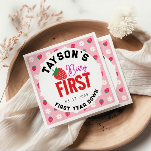 Berry Eerste Verjaardag 1e Verjaardag Aardbei Servet