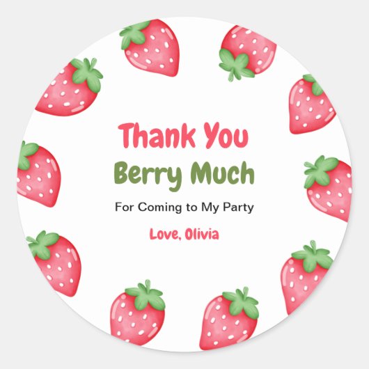 Berry eerste verjaardag 1e verjaardag Dank u Ronde Sticker (Voorkant)