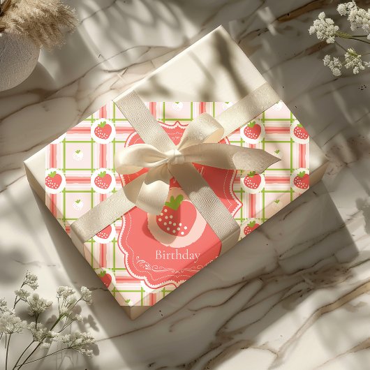 Berry Eerste Verjaardag 1e Verjaardag Inpakpapier Vel