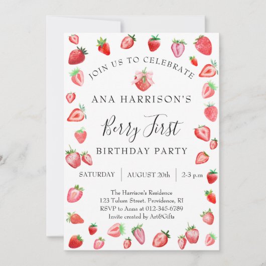 Berry Eerste Verjaardag 1e Verjaardag Kaart (Voorkant)