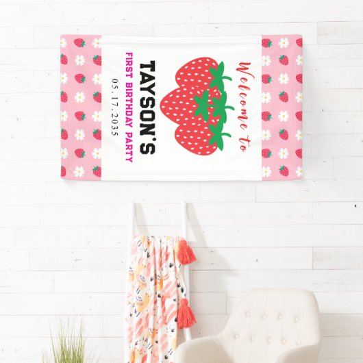 Berry Eerste Verjaardag 1e Verjaardag Spandoek (Insitu)