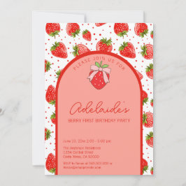 Berry Eerste Verjaardag 1e Verjaardag Strawberry P Kaart