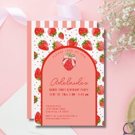 Berry Eerste Verjaardag 1e Verjaardag Strawberry P Kaart