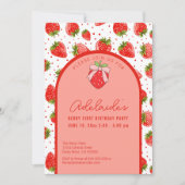 Berry Eerste Verjaardag 1e Verjaardag Strawberry P Kaart (Voorkant)